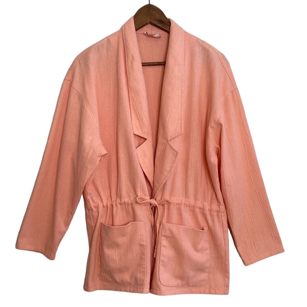 Vintage Jacket Womens 12 Peach Cotton Gauze Retro Resortwear Coastal Lagenlook
